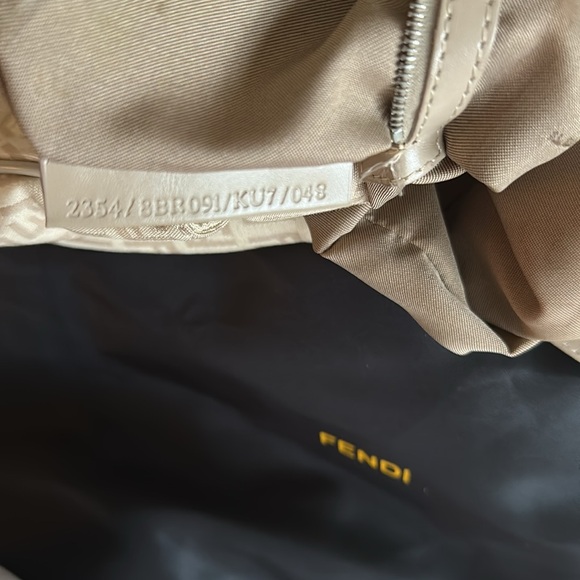 Authentic Fendi Zucchini canvas shoulder bag (tan/beige color) - Picture 13 of 15
